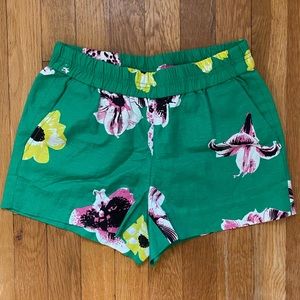 Green Floral-Patterned Shorts